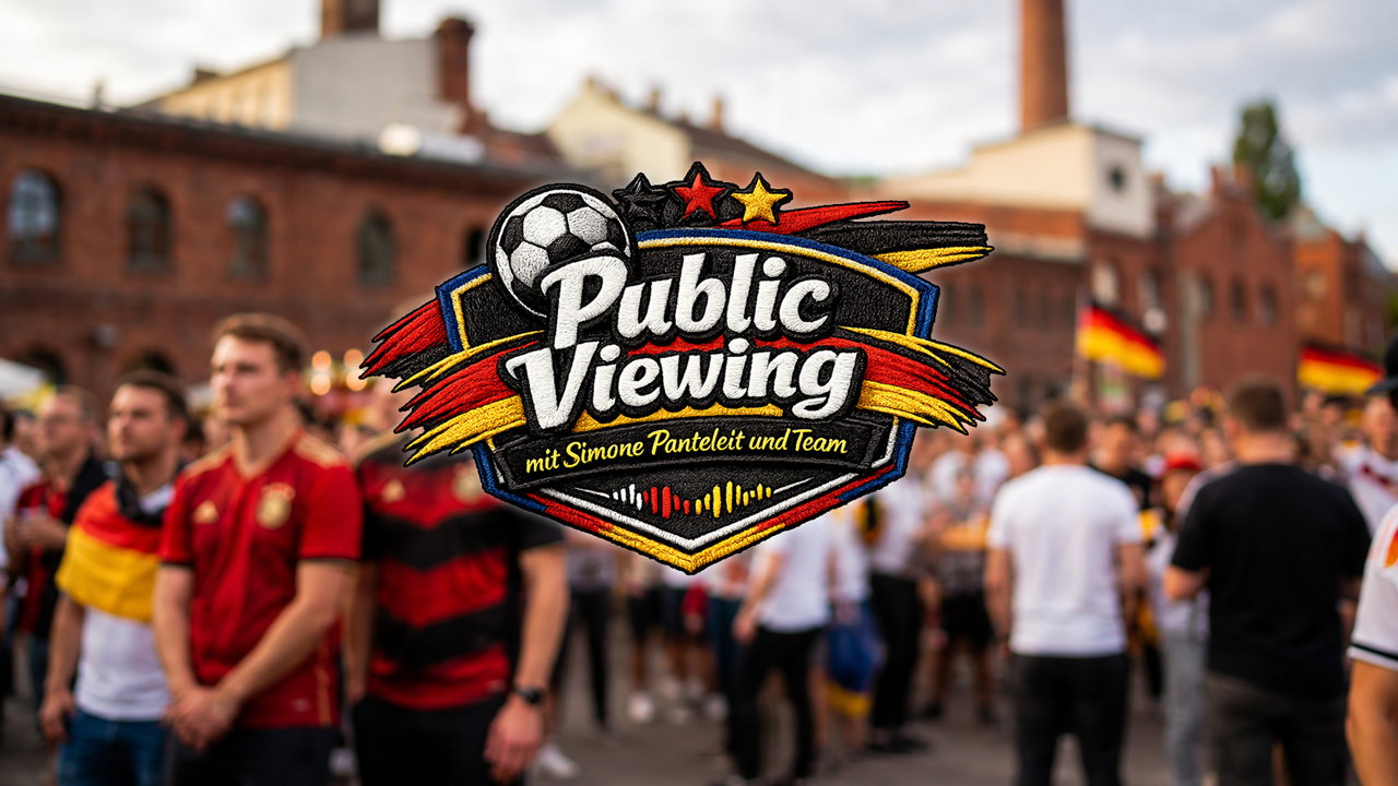 Logo vom Public Viewing mit dem Team vom. berliner Rundfunk 91.4